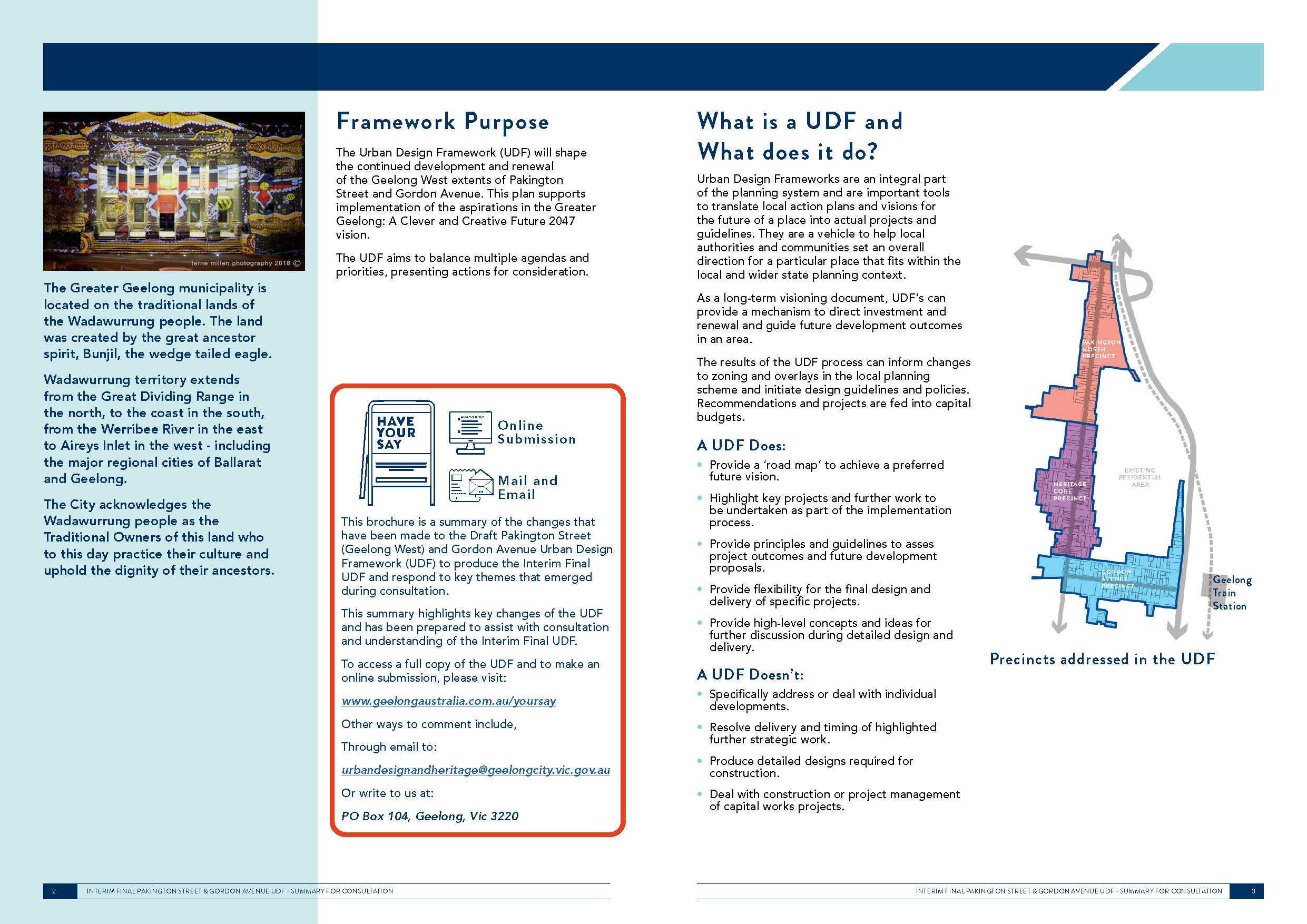 Brochure Sub Page Pakington Street (Geelong West) and Gordon Avenue