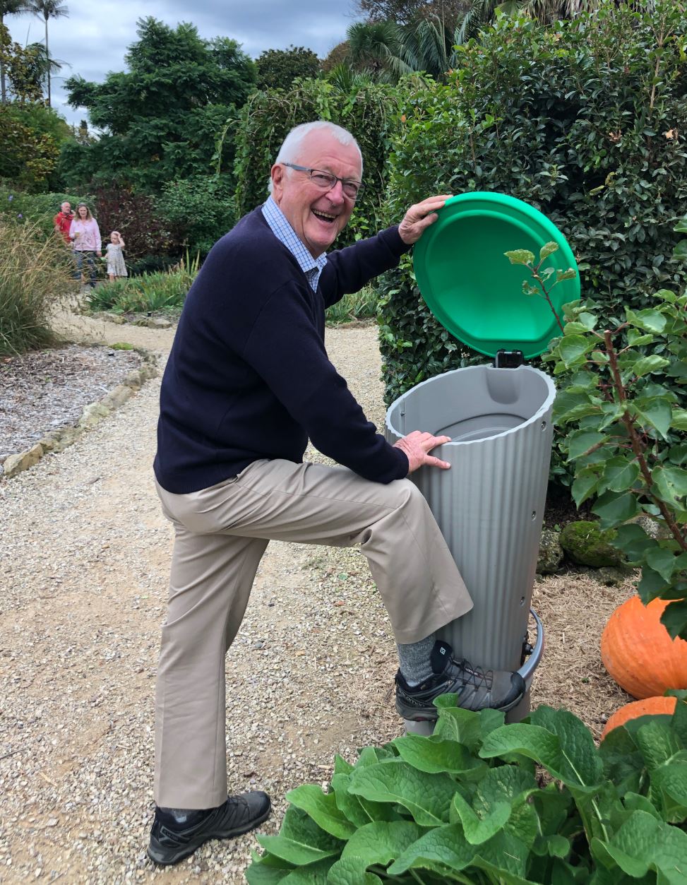 Councillor Mason with Compost bin