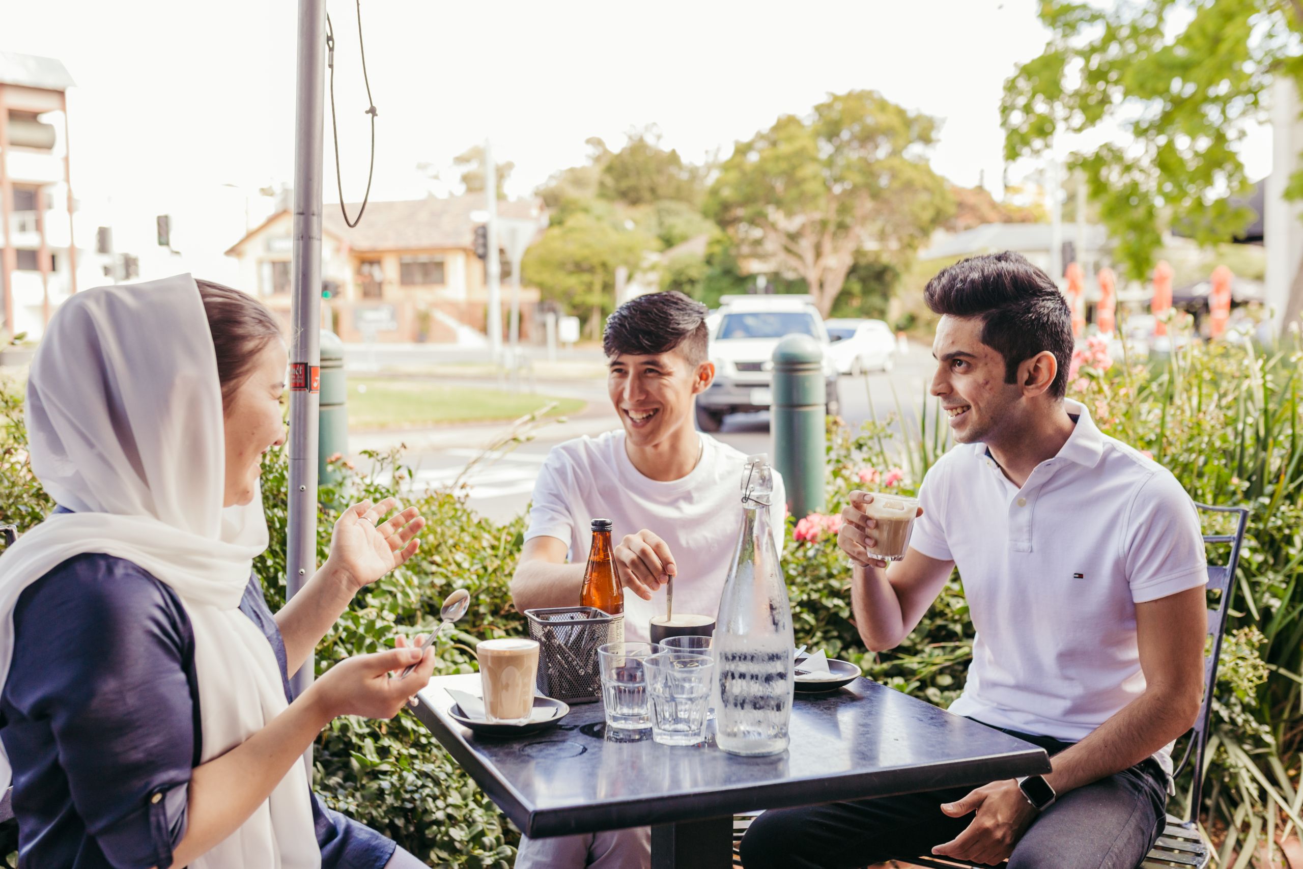 Young people at a cafe