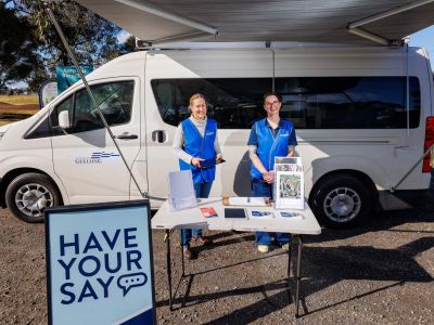 Staff utilising the bus for the first time 